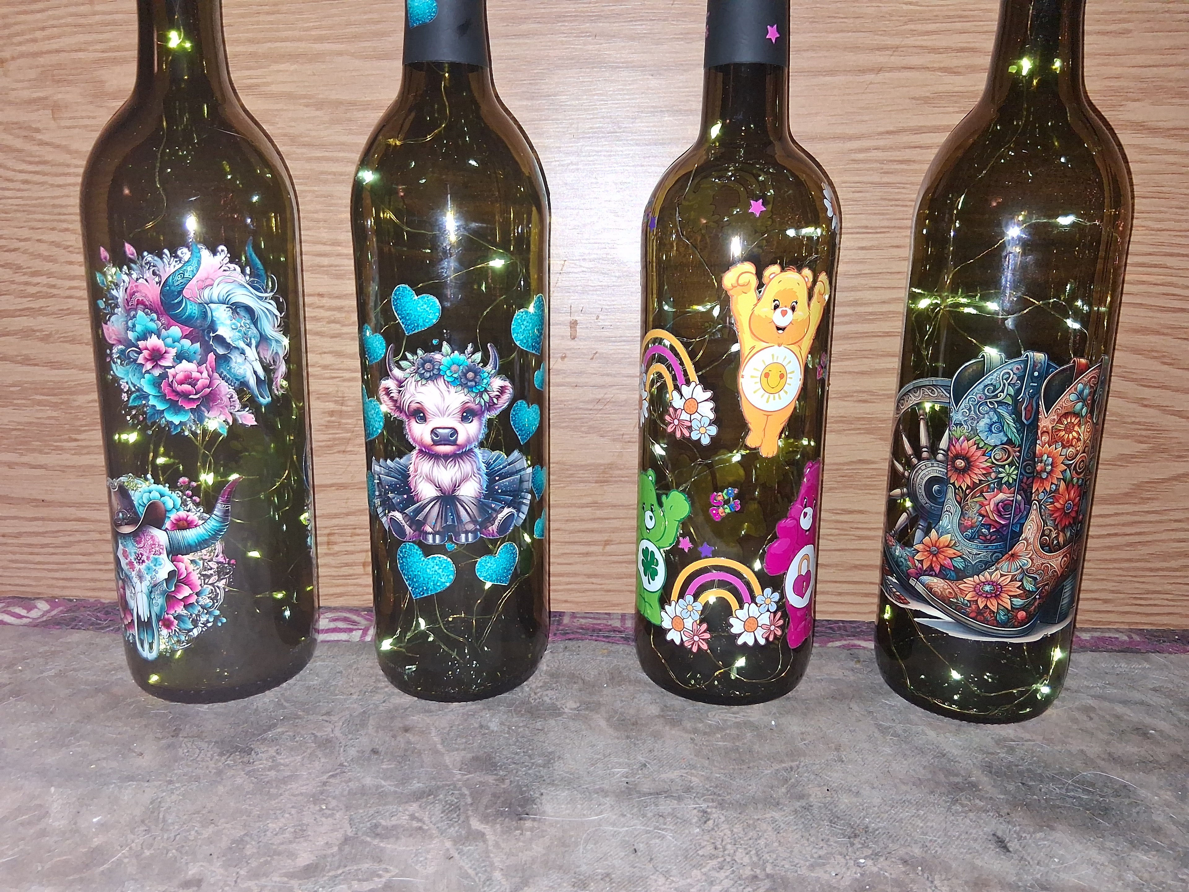 Lighted Wine Bottles