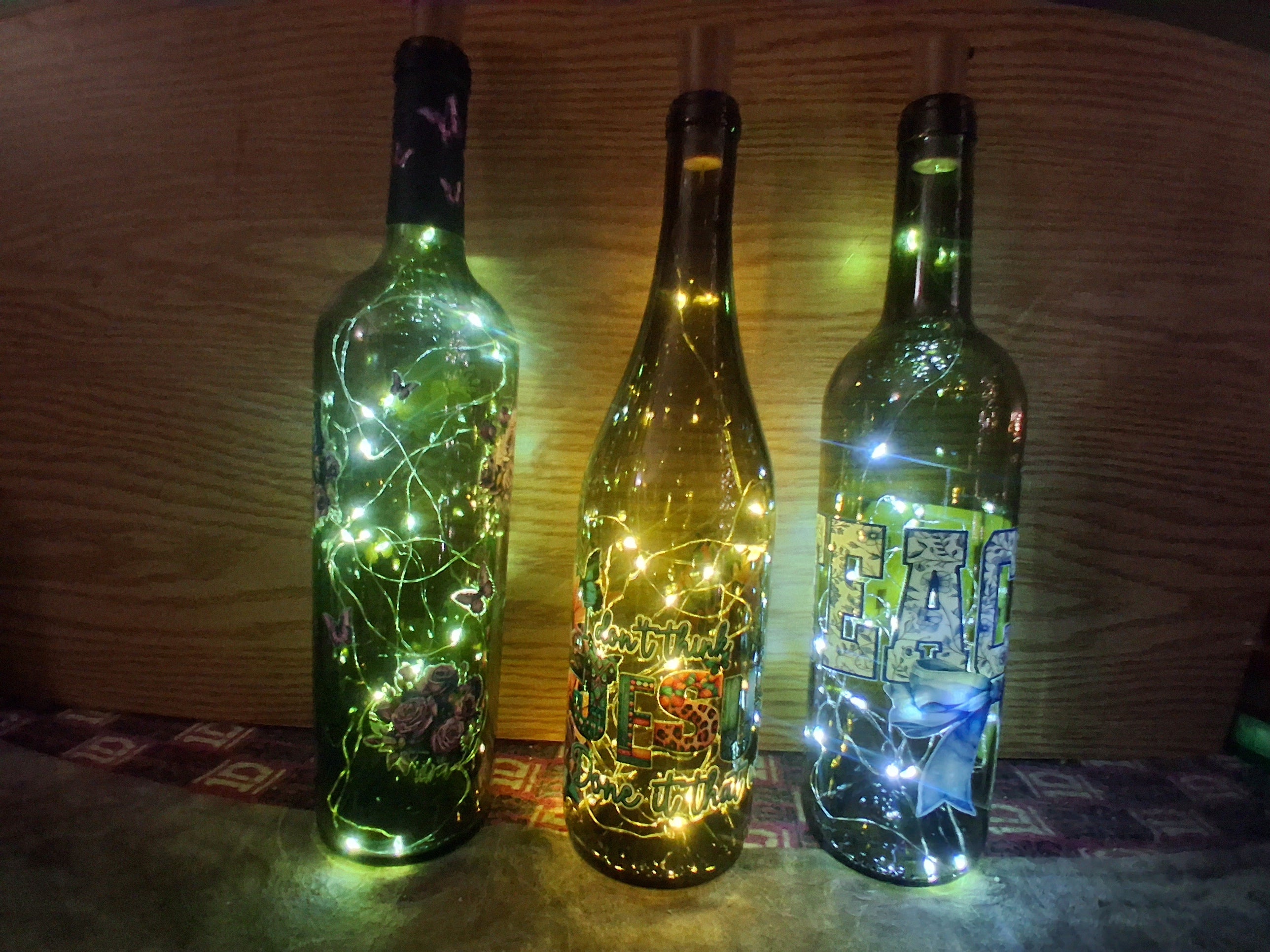 Lighted Wine Bottles